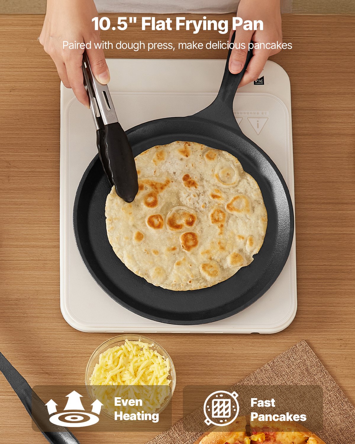 Presse à tortillas, à chapati, à pâte à roti, en fonte robuste de 25 cm