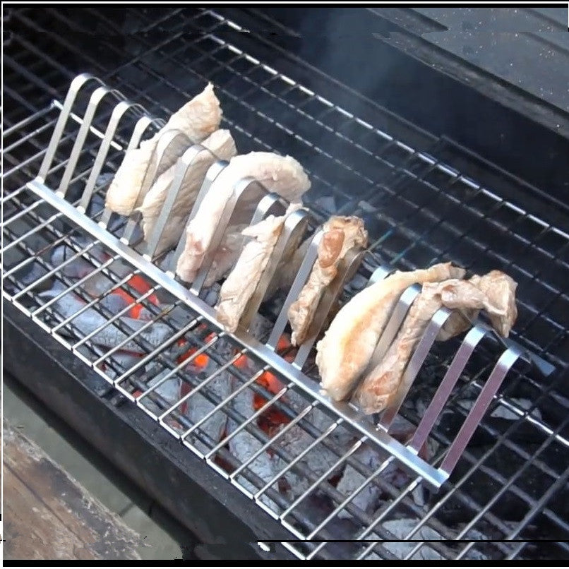 Support de barbecue en acier inoxydable, grilles à côtes fumées
