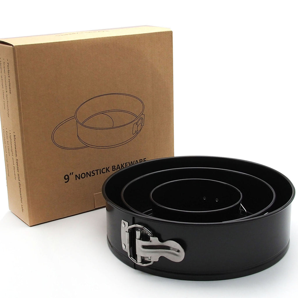 Ensemble de 3 Moules à Gâteaux Ronds Antiadhésifs à Etages et Charnières