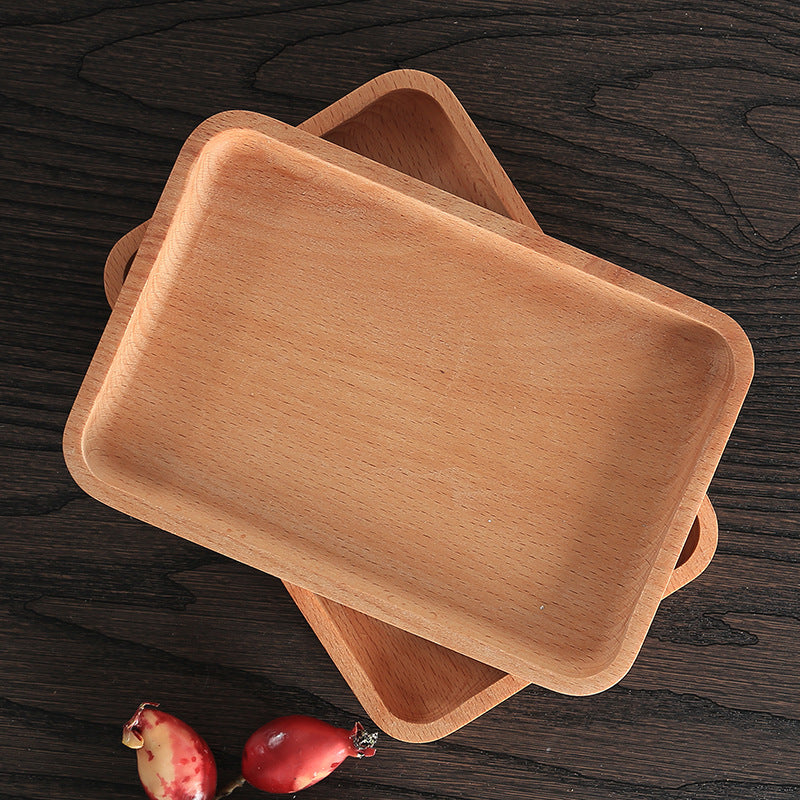 Plateau Rectangulaire en Bois pour Petit-Déjeuner, Dîner, Dessert et Thé