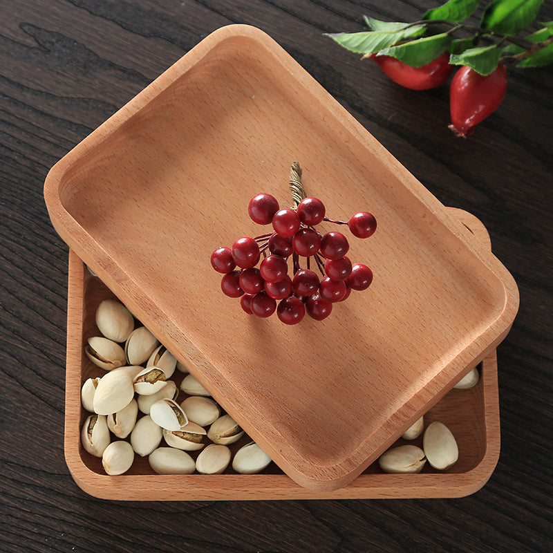 Plateau Rectangulaire en Bois pour Petit-Déjeuner, Dîner, Dessert et Thé