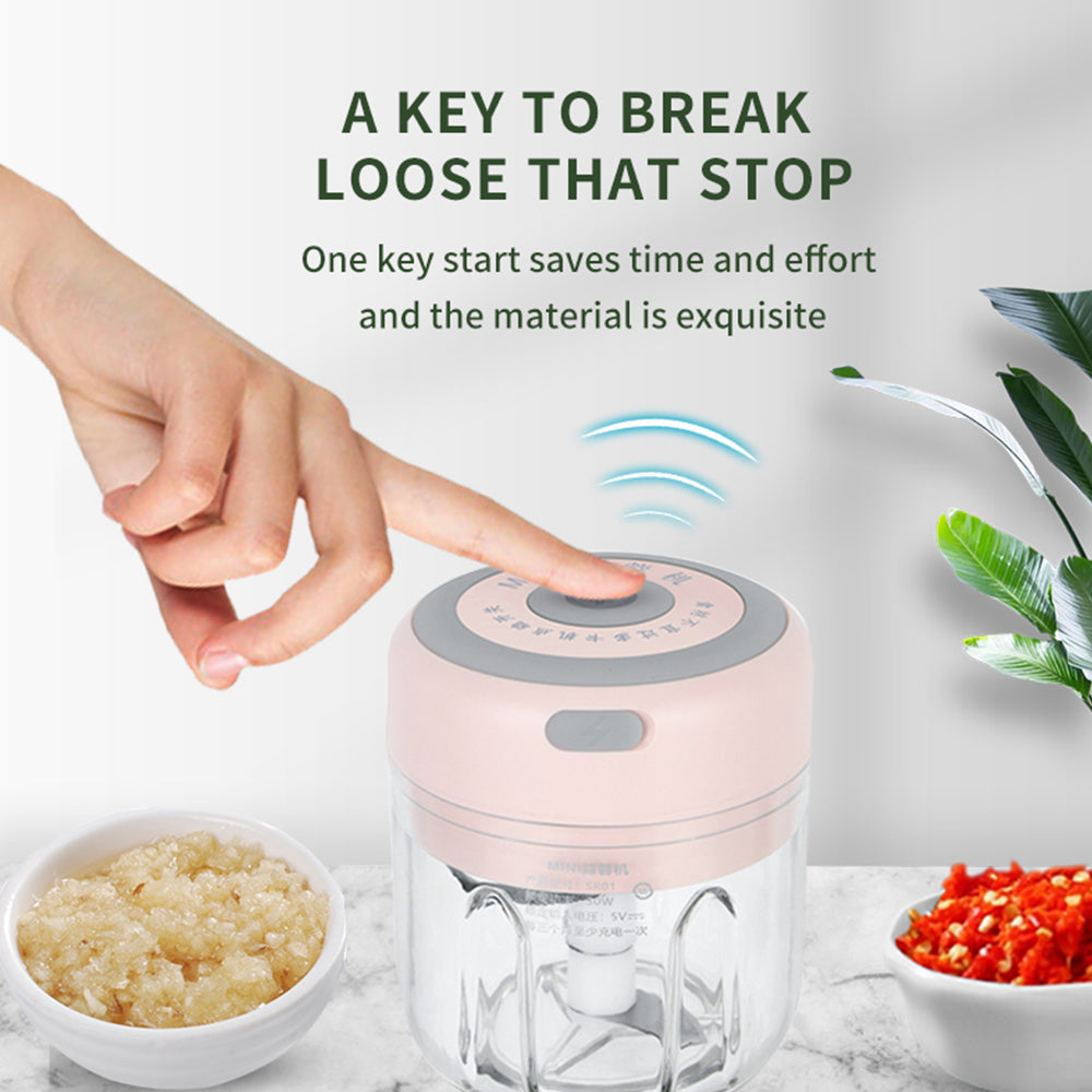Mini Hachoir à Ail Electrique avec Recharge USB, Presse-Gingembre, Broyeur de Piments et Légumes, Robuste et Durable