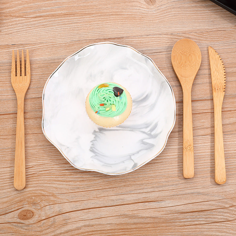Ensemble de Couteau, Fourchette et Cuillère en Bambou, Ecologique et Biodégradable