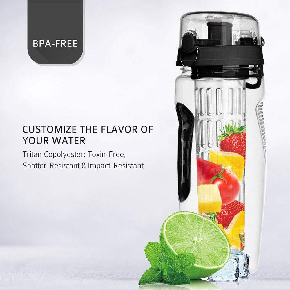 Gourde de 946 ml avec Infuseur à Fruits, sans BPA, en Plastique, Idéale pour le Sport