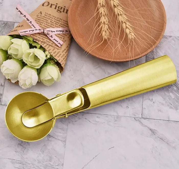 Cuillère à Glace en Laiton Doré Rose et Acier Inoxydable 430