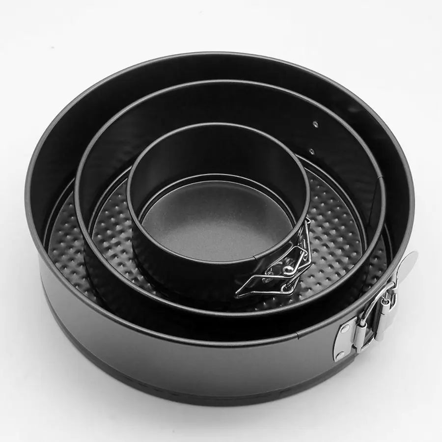 Ensemble de 3 Moules à Gâteaux Ronds Antiadhésifs à Etages et Charnières