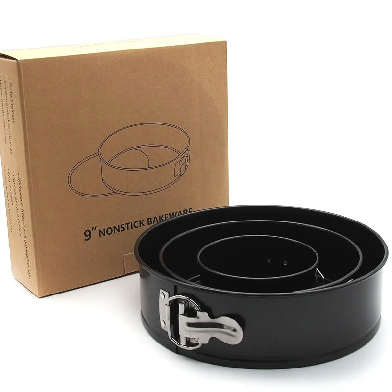 Ensemble de 3 Moules à Gâteaux Ronds Antiadhésifs à Etages et Charnières