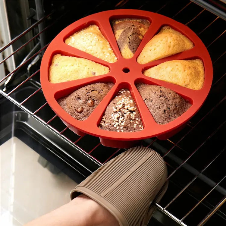 Moule à Gâteau Circulaire à 8 Compartiments en Silicone