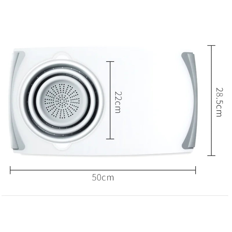 Planche à Découper Multifonctionnelle 3 en 1 Innovante avec Panier d'Egouttage Pliable