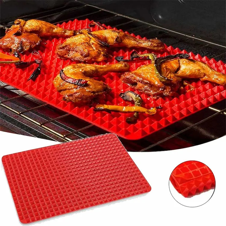 Tapis de Cuisson Pyramidal en Silicone Antiadhésif avec Grille